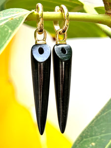 Black Jade Icicle AromaJewel Earrings