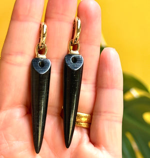 Black Jade Icicle AromaJewel Earrings